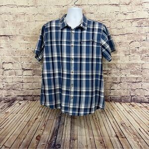 Mountain Wearhouse Blue Check Button Short Sleeve Shirt